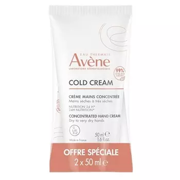 Набор кремов для рук Avene для сухой и очень сухой кожи, холодный крем, 2 x 50 мл Avne