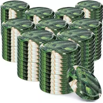 Набор крышек для консервов KADAX металлические "Вирбо", с 6 зубцами, огурцы 2, 82 мм, 100 шт, зеленый