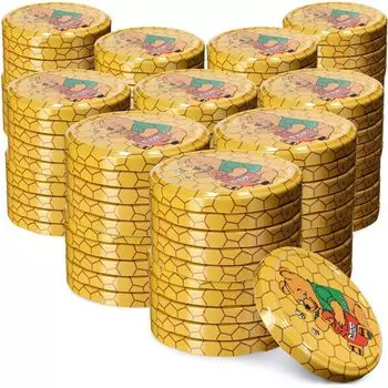 Набор крышек для консервов KADAX металлические "Вирбо", с 6 зубцами-фиксаторами, Винни-Пух, 82 мм, 100 шт, желтый