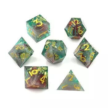 Набор кубиков для ролевой игры «Волшебные джунгли» из 7 кубиков с эпоксидной смолой RGFK