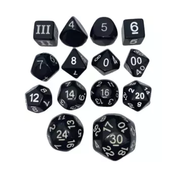 Набор кубиков Poly Dice необычных размеров - черный с белым (14), DCC & Specialty Dice Packs