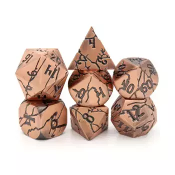 Набор кубиков повреждений Poly Set — матовая медь (7), Wood and Metal Dice (Dice Envy)