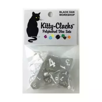 Набор кубиков — снежок, прозрачный блеск с белым (7), Kitty-Clacks Dice