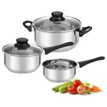 Набор кухонных кастрюль 0,9 л 1,7 л 2,8 л ИНДУКЦИОННАЯ ПОТЕНЦИАЛЬНАЯ ЧАСТЬ С ГИБКИМИ съемными ручками НЕРЖАВЕЮЩАЯ СТАЛЬ Karl Hausmann