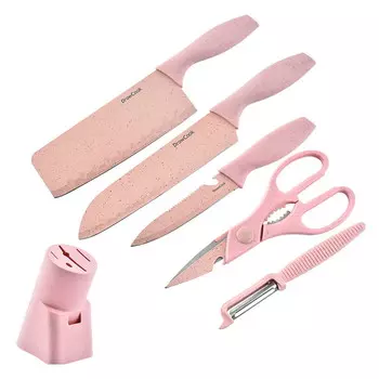 Набор кухонных ножей COFEST 6 шт, розовый