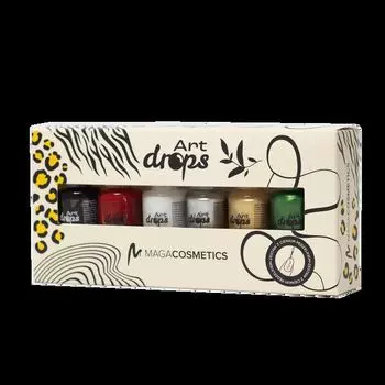 Набор лаков для ногтей с тонкой кисточкой, микс цветов, 6х6 мл Maga Cosmetics Drops