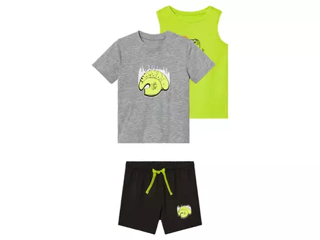 Набор lupilu для малышей, 3 предмета, с текстильным принтом, серый/лаймовый/черный