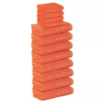 НАБОР махровой ткани премиум-класса из 12 предметов (4 гостевых полотенца и 8 полотенец для рук) песочного цвета плотностью 500 г/м из 100% хлопка. Stickandshine, оранжевый