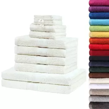 Набор махровых полотенец, 4 полотенца для рук, 2 полотенца для душа, 2 гостевых полотенца, 2 рукавицы для мытья, светло-голубые NatureMark, бежевый