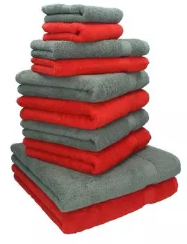 Набор махровых полотенец Betz Premium Classic, 10 шт. - 2 пляжных полотенца - 4 полотенца для рук - 2 гостевых полотенца - 2 мыльных полотенца - красный и бежевый Betzshop