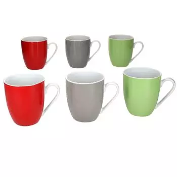Набор MamboCat из 6 фарфоровых серий Variant TRIO - по 2 штуки красного, серого и зеленого цвета, вариант: кофейные кружки