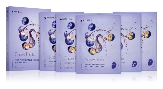 Набор масок для лица Korika Blueberry с детоксицирующим эффектом