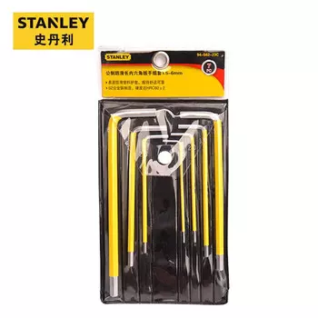Набор метрических нескользящих длинных шестигранных ключей Stanley, 7 предметов, набор шестигранных ключей с плоской головкой 1,5–6 мм 94-562-23C