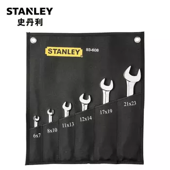 Набор метрических полированных двойных рожковых ключей Stanley, 6 предметов 93-608-22