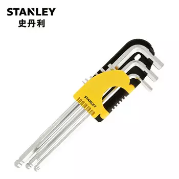 Набор метрических внутренних ключей Stanley, состоящий из 9 предметов, 1,5–10 мм, с шаровой головкой, удлиненный, с плоской головкой, шестигранный STMT94158-8-23