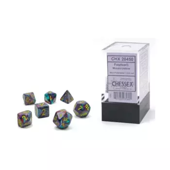 Набор Mini Poly — праздничная мозаика желтого цвета (7), Dice - Miniature 10mm & 5mm (Chessex)