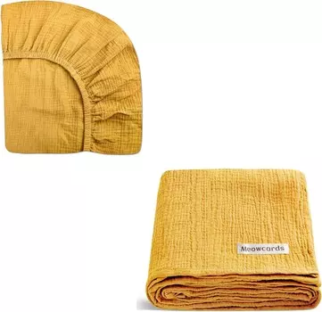 Набор мини-простыней для кроватки и пеленальных одеял из муслина meowcards