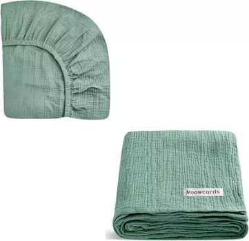 Набор мини-простыней для кроватки и пеленальных одеял из муслина meowcards