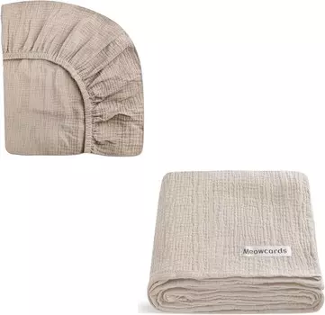Набор мини-простыней для кроватки и пеленальных одеял из муслина meowcards