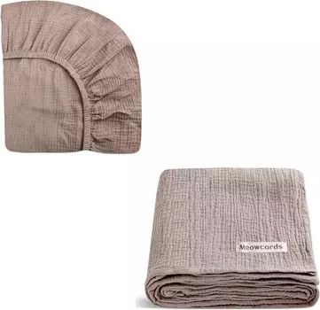 Набор мини-простыней для кроватки и пеленальных одеял из муслина meowcards