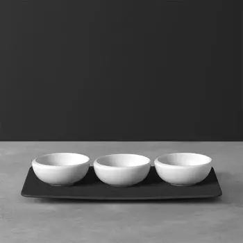 Набор мисок NewMoon, 4 предмета, белый/черный Villeroy & Boch, белый/черный