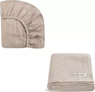 Набор муслиновых простыней для мальчиков и девочек размером 39 x 27 x 3 дюйма и комплект муслиновых одеял для пеленания meowcards