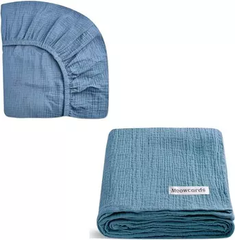 Набор муслиновых простыней для мальчиков и девочек размером 39 x 27 x 3 дюйма и комплект муслиновых одеял для пеленания meowcards