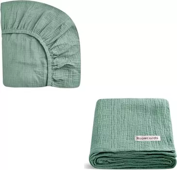 Набор муслиновых простыней для мальчиков и девочек размером 39 x 27 x 3 дюйма и комплект муслиновых одеял для пеленания meowcards