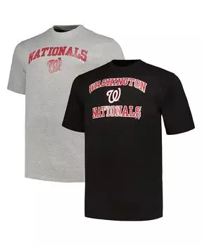 Набор мужских футболок черного и серого цвета Washington Nationals Big and Tall Profile, черный