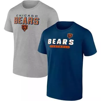 Набор мужских футболок Fanatics с фирменным логотипом темно-синего/серого цвета Chicago Bears для родителей