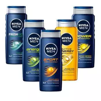 Набор мужских гелей для душа, 5х500 мл Nivea Men