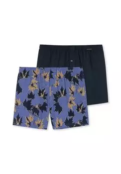 Набор мужских шорт из 2 штук - серия «Fun Prints», трусы, шорты из трикотажа SCHIESSER, цвет Dunkelblau Hellblau