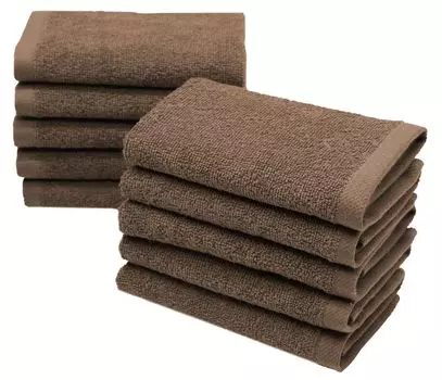 Набор мыльных полотенец, 10 шт., хлопок, 30х30 см, 420 г/м, оранжевый Zollner, коричневый