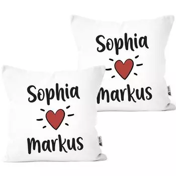 Набор наволочек для партнеров, 2 шт., с именем и персонализированными подарками в виде сердечек, хлопковый набор SpecialMe, белый, униразмер