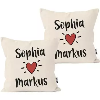 Набор наволочек для партнеров, 2 шт., с персонализированными подарками в виде имени и сердца, хлопковый набор SpecialMe, натуральный, унисейз