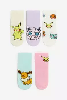 Набор носков H&M x Pokmon, 5 предметов, мультиколор