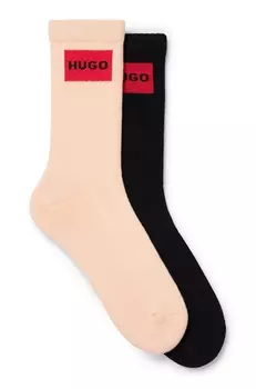 Набор носков Hugo Two-pack Of Short-length With Logo Detail, 2 пары, черный/светло-бежевый