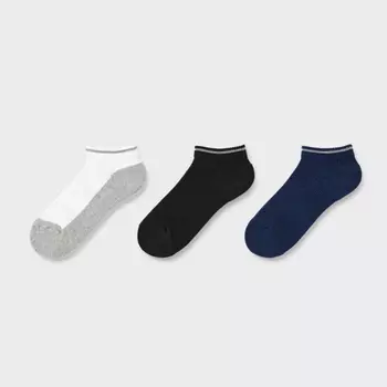 Набор носков UNIQLO, 3 пары, серый/черный/синий