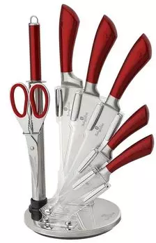 Набор ножей BERLINGERHAUS на подставке 8 шт. Нержавеющая сталь Burgundy Metallic Line BH-2043
