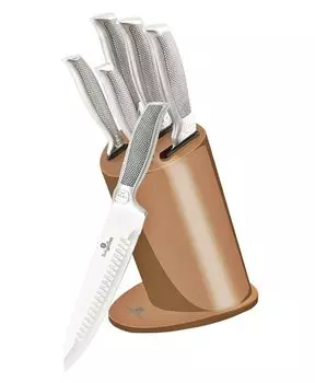 Набор ножей BERLINGERHAUS на подставке из нержавеющей стали Rose Gold Metallic Line, 6 предметов. БН-2272