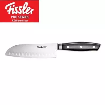 Набор ножей Fissler, нож Santoku 13см + 16см, нож для хлеба 18см, нож поварской 19см, ножницы из 5 предметов (нержавеющие, ручки с заклепками, можно мыть в посудомоечной машине, нож для овощей)