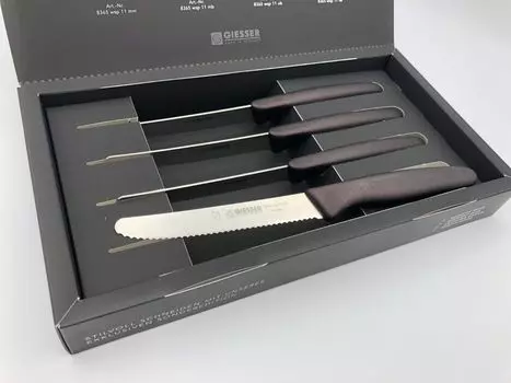Набор ножей Giesser из 4 шт. в подарочной упаковке, нож для томата, нож для хлеба, универсальный нож 11 см - majestic mute GIESSER MESSER