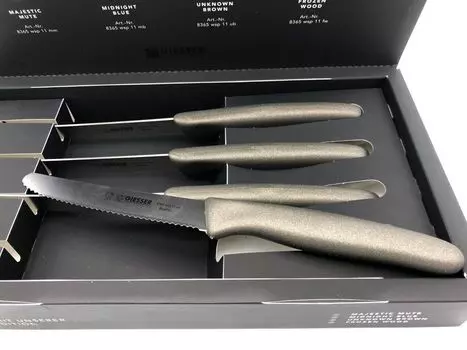 Набор ножей Giesser из 4 шт. в подарочной упаковке, нож для томата, нож для хлеба, универсальный нож 11 см - неизвестный коричневый GIESSER MESSER