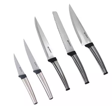 Набор ножей из 5 предметов из нержавеющей стали, высококачественный набор ножей, состоящий из поварского ножа, ножа для хлеба, ножа для мяса, ножа для резки и ножа для очистки овощей alpina