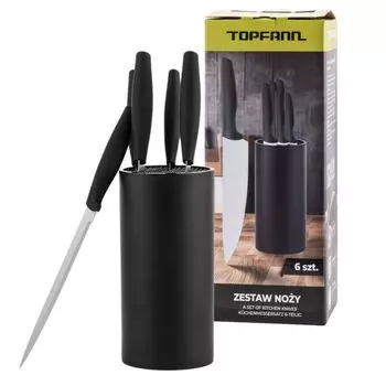 Набор ножей из нержавеющей стали, 6 предметов, с блоком ножей, универсальный набор ножей для очистки овощей черного цвета TOPFANN