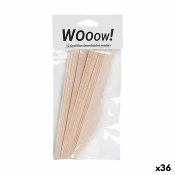 Набор ножей одноразовых деревянных 12 шт. 16,5 х 2,2 х 1,8 см (36 шт.) BigBuy Home