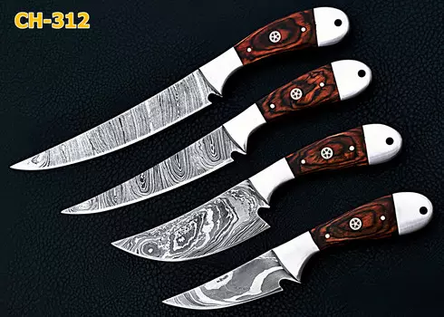 Набор ножей с гравировкой Damascus Depot, 4 штуки