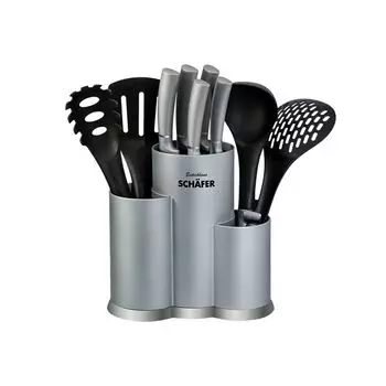 Набор ножей Schfer, 11 предметов, набор ножей очень высокого качества с кисточкой, нож для хлеба, ложка для спагетти, аксессуары, серебро