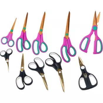 Набор ножниц KING «Easycut», (набор, 10 шт.), 5 ножниц, лезвия из нержавеющей стали, титановое покрытие, мягкие на ощупь ручки, цвет bunt
