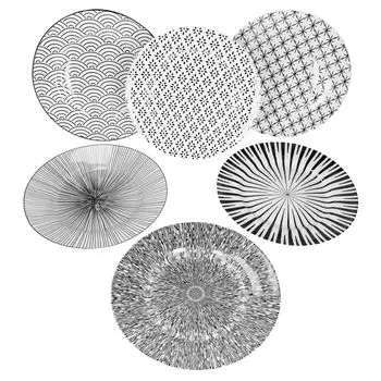 Набор обеденных тарелок MamboCat Seoul, 6 предметов, черный/белый